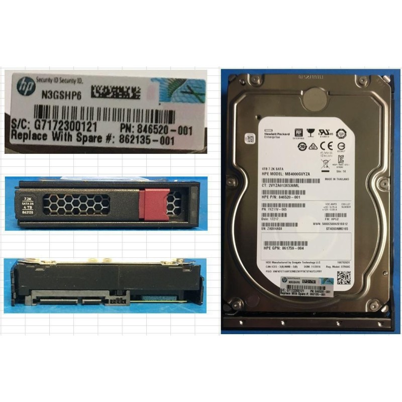 Hewlett Packard Enterprise HDD 4TB 6G 7.2K LFF SATA MDL Hewlett Packard Enterprise HDD 4TB 6G 7.2K LFF SATA MDL